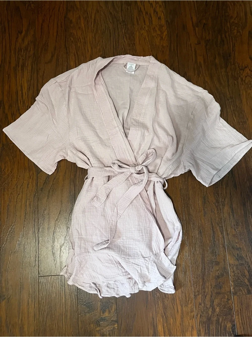 Serra Light Pink Cotton Robe with Tie Waist